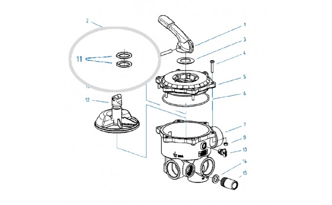 Ricambi valvola selettrice diametro 1 1/2'' e 2''- o-ring per selettore valvola